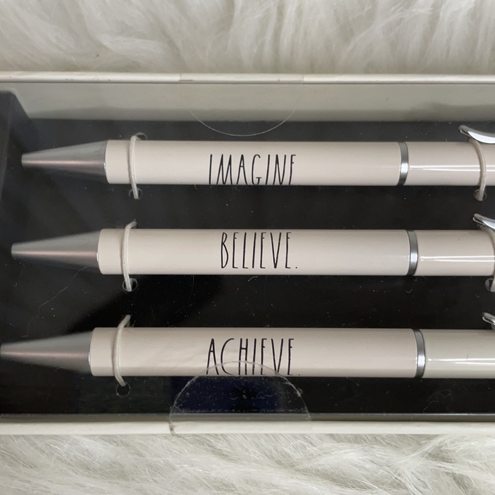 R A E D U N N white silver 3 Ballpoint pens